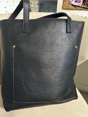 Portland Leather Black Pebbled Leather Crossbody Tote